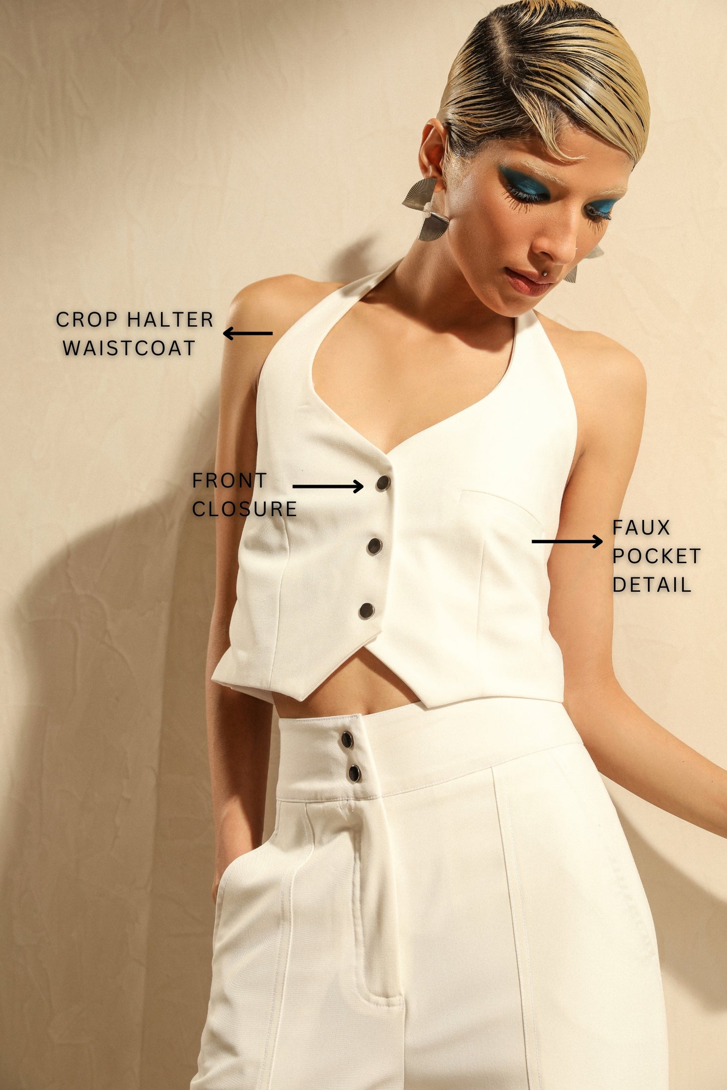 ICE WHITE HALTER WAISTCOAT