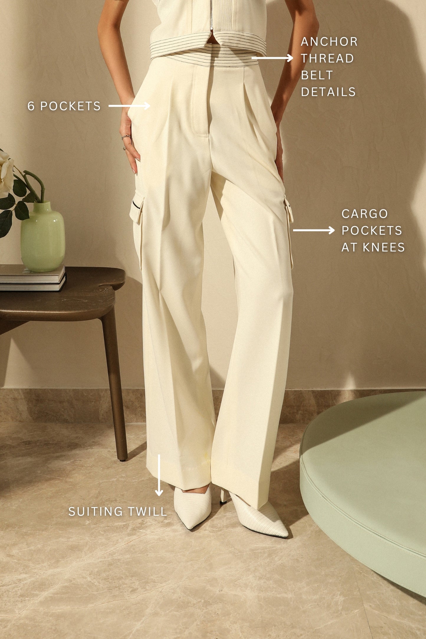 PEARL WHITE FLARED CARGO