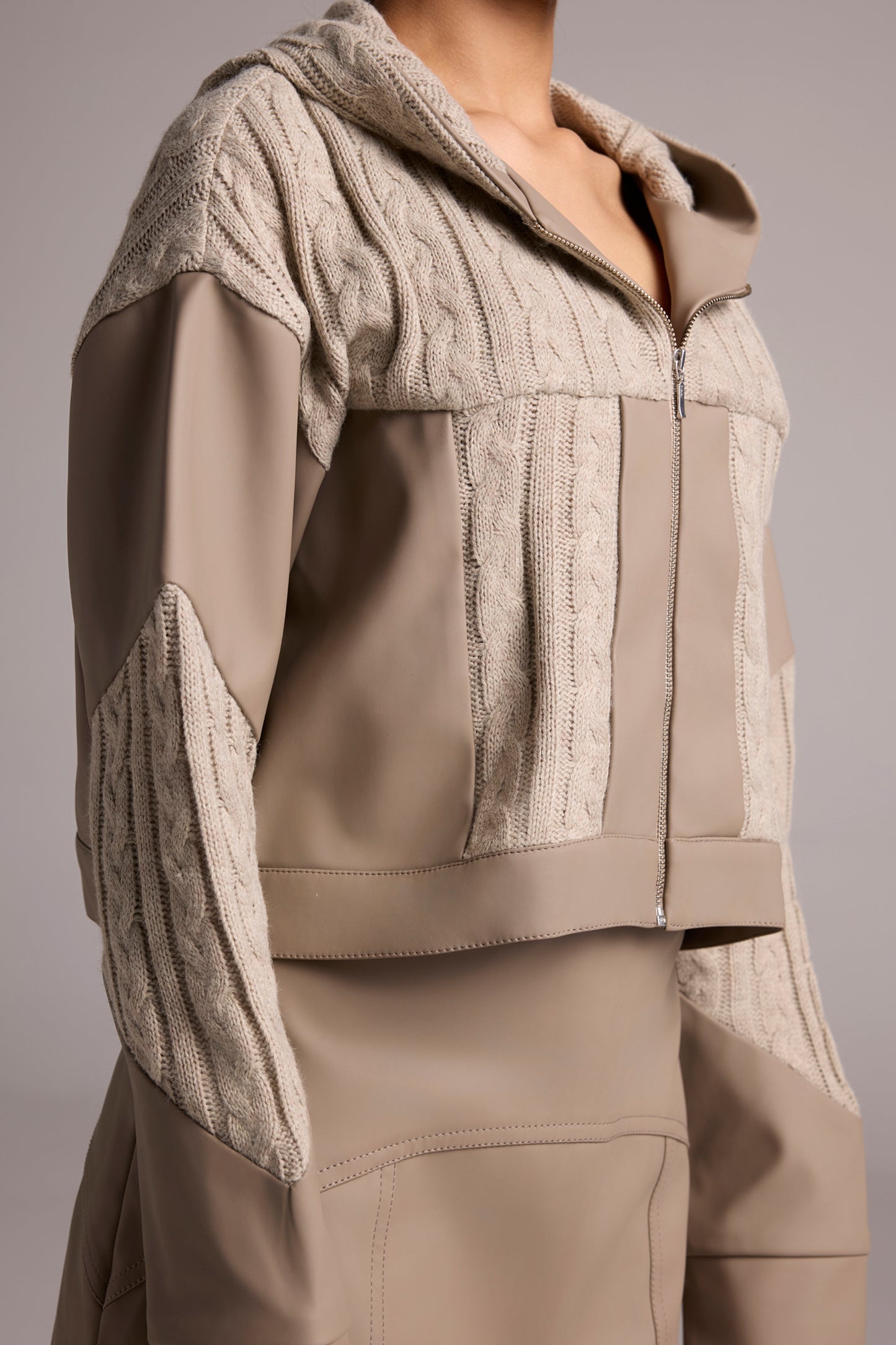 LUNA LEATHER KNIT JACKET