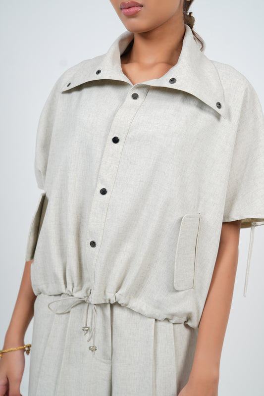 IVORY MARBLE OVERSIZED OVERSHIRT