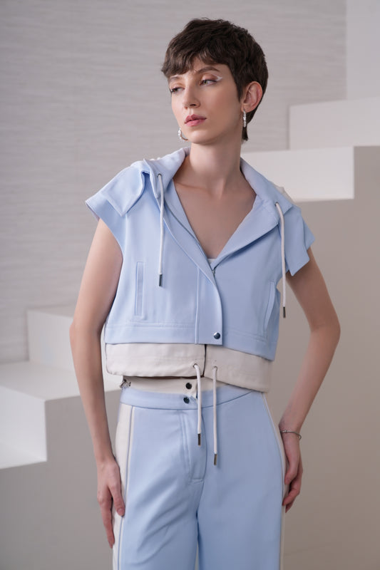 Mist Crop Overshirt with Pants