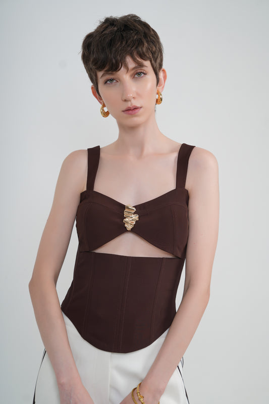 Cocoa Cutout Corset with Pants