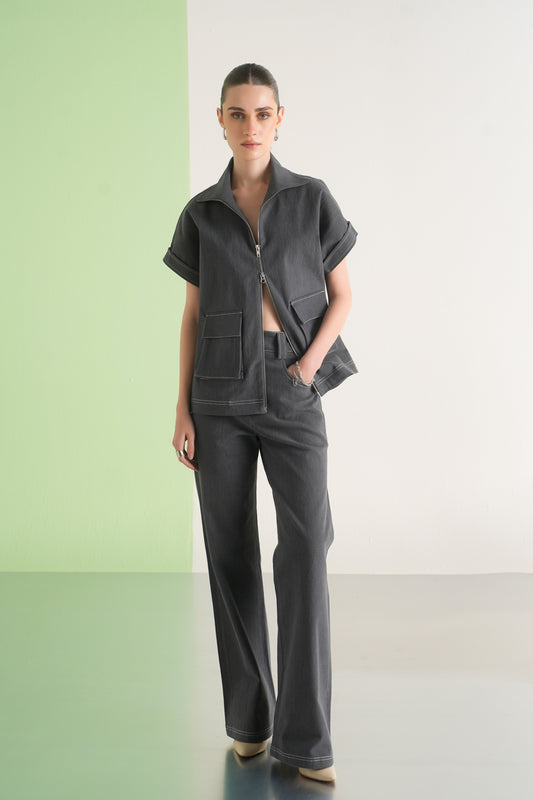 Charcoal Open Jacket