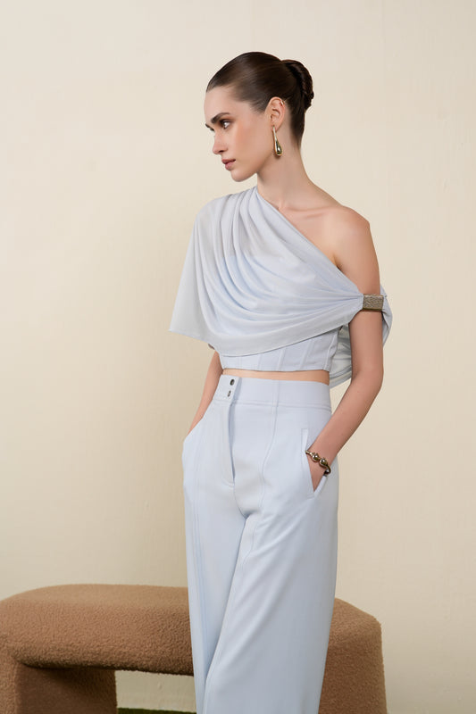 Powder Blue Drape top