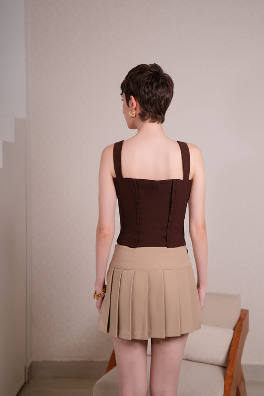 SAND PLEATED SKIRT