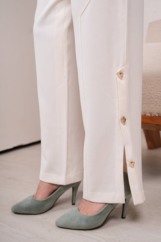 IVORY MARBLE DETAIL PANTS