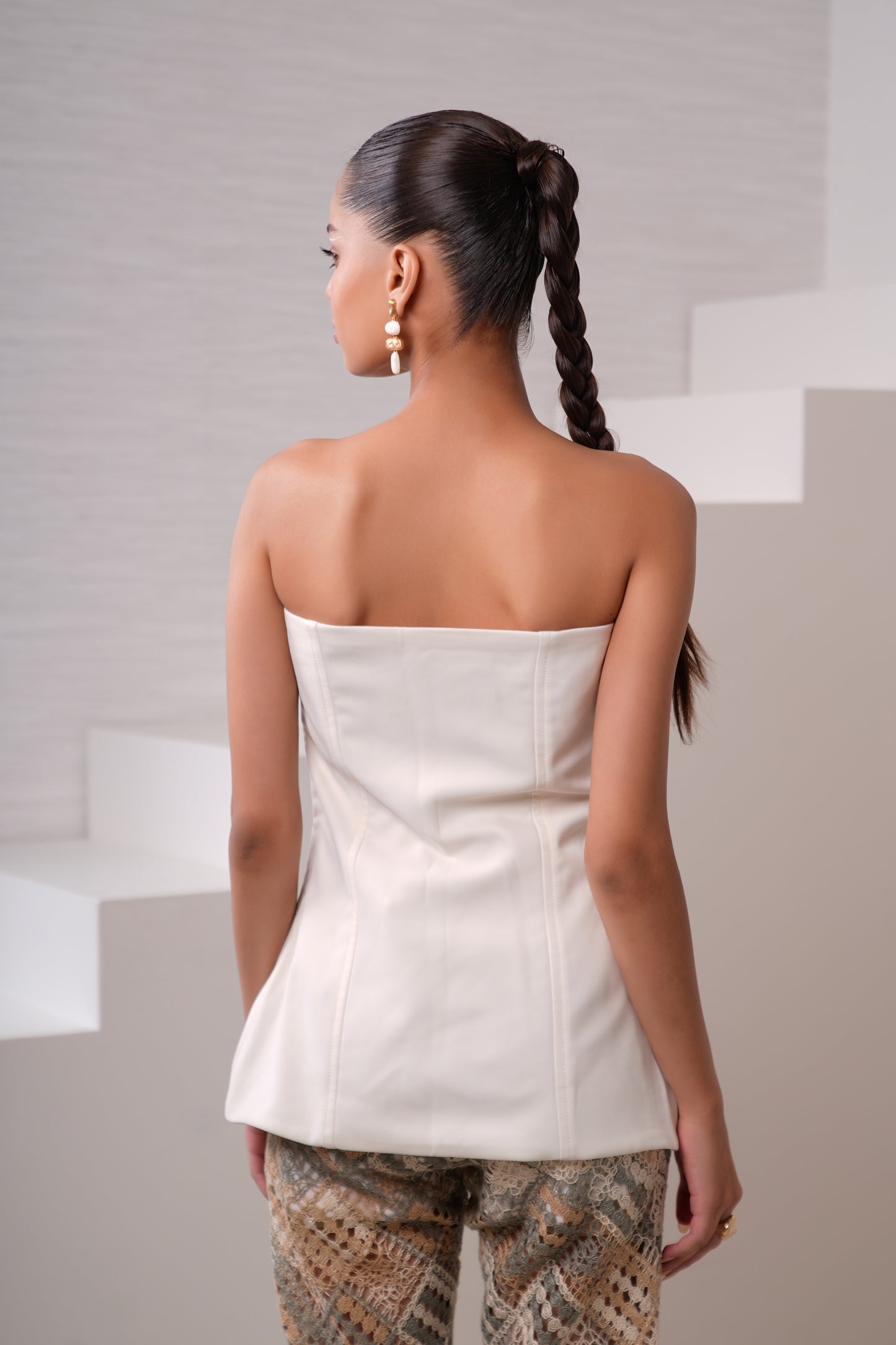 IVORY MARBLE LONGLINE TOP