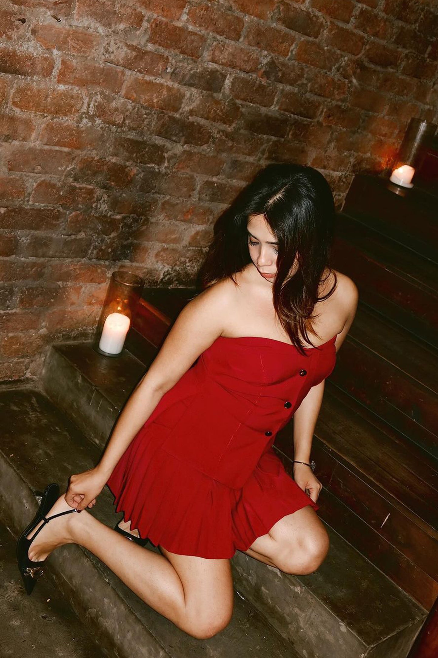 CHERRY RED BUSTIER