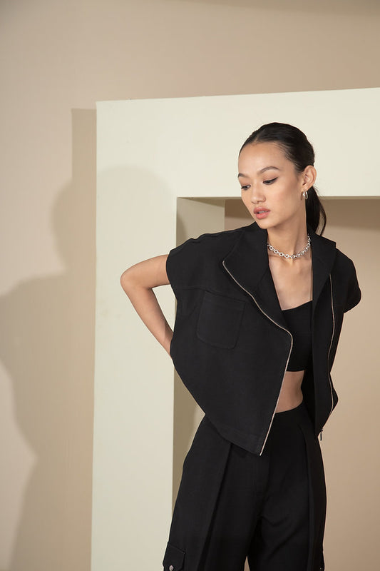 Jet Black Pleated Joggers