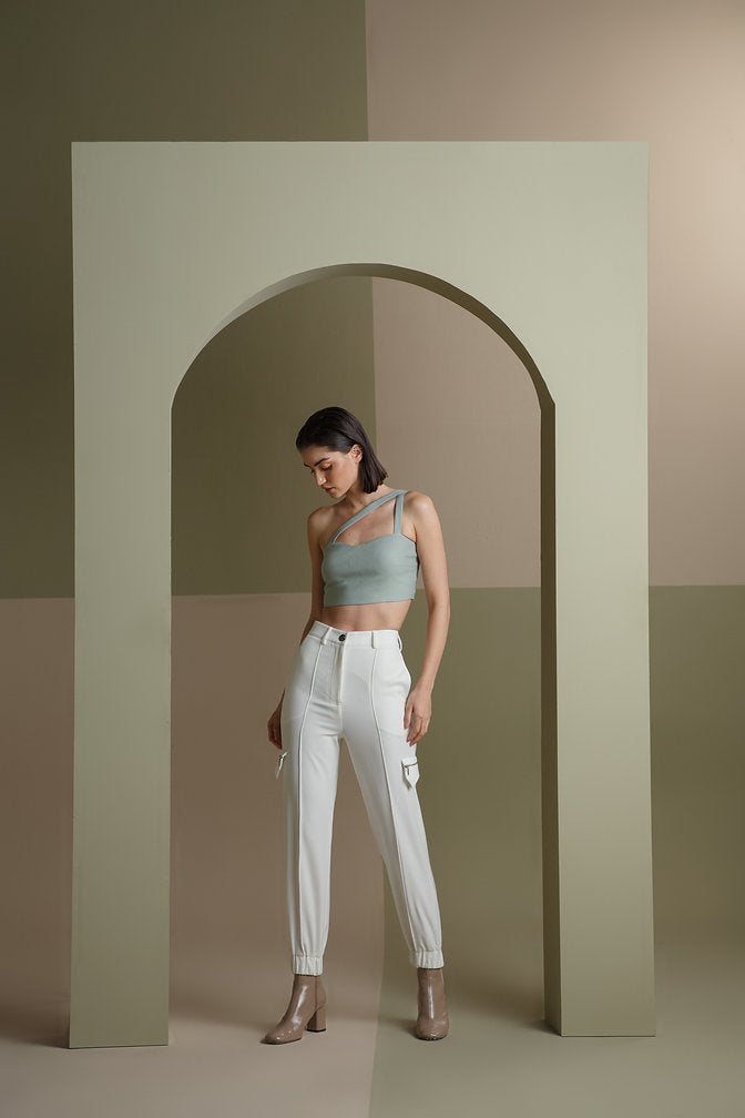 Ivory Zipped Joggers