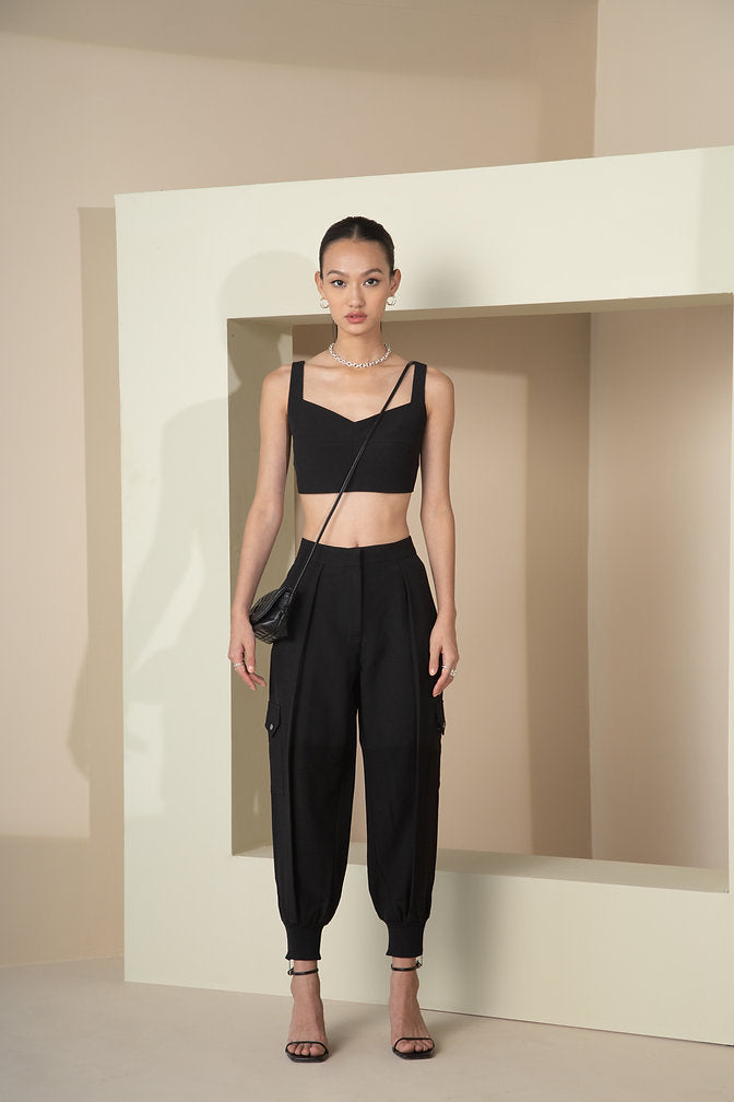 Jet Black Pleated Joggers