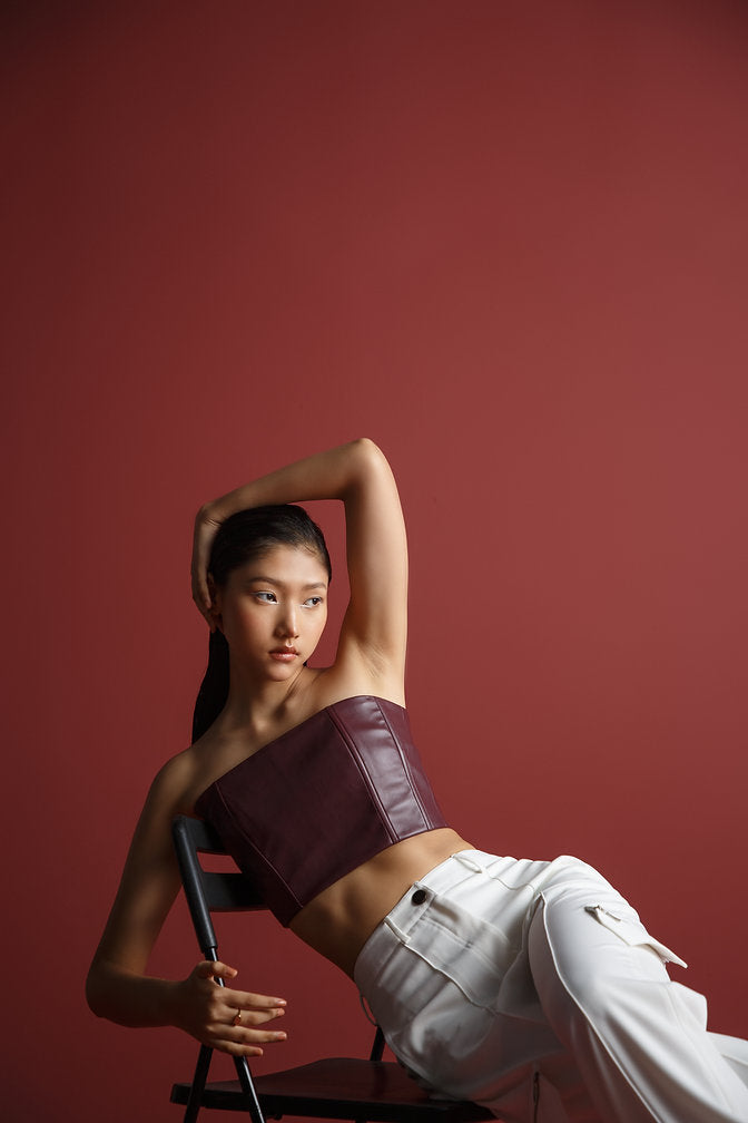 Burgundy Leather Bustier