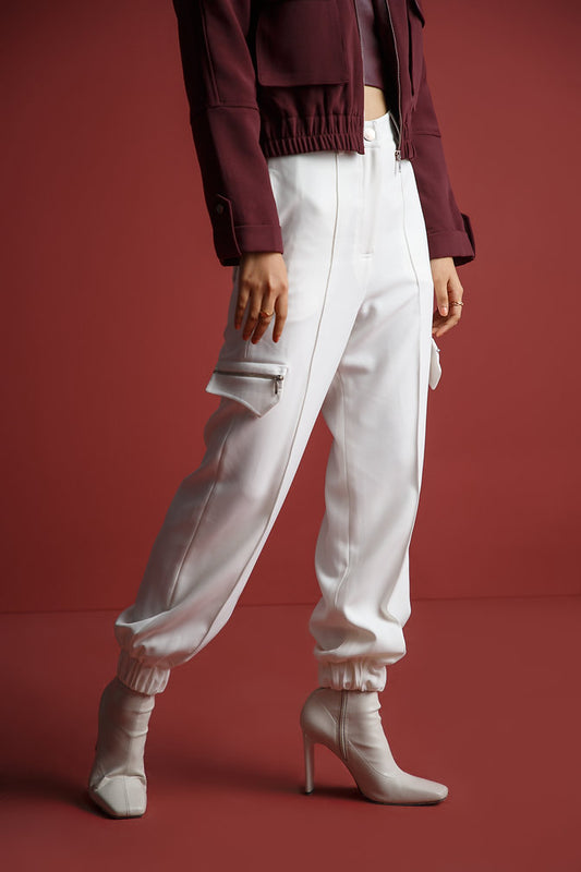 Ivory Zipped Joggers