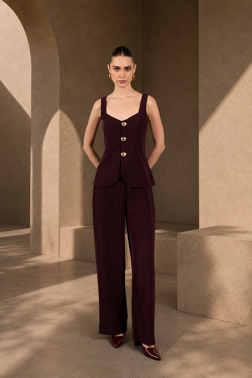 BURGUNDY WAISTCOAT