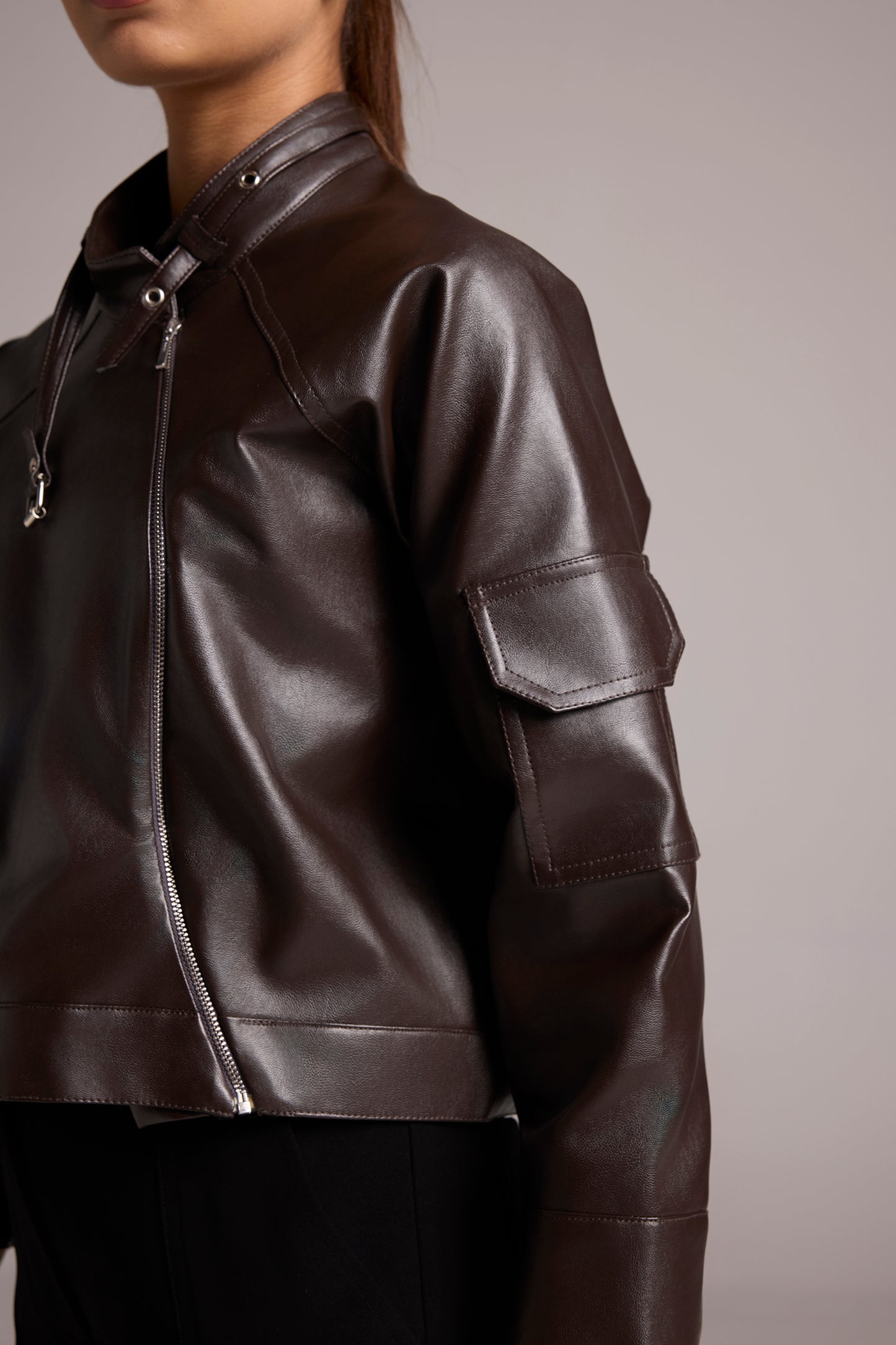 CHOCOLATE ASYMMETRIC JACKET