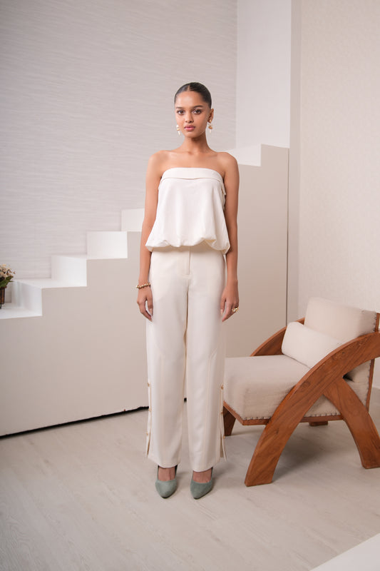IVORY MARBLE DETAIL PANTS