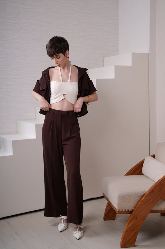 COCOA PLEATED PANTS