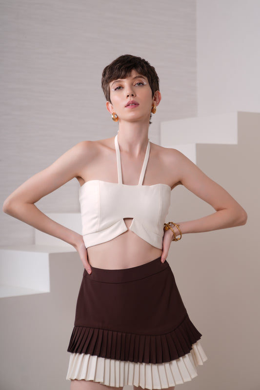 IVORY MARBLE HALTER BUSTIER