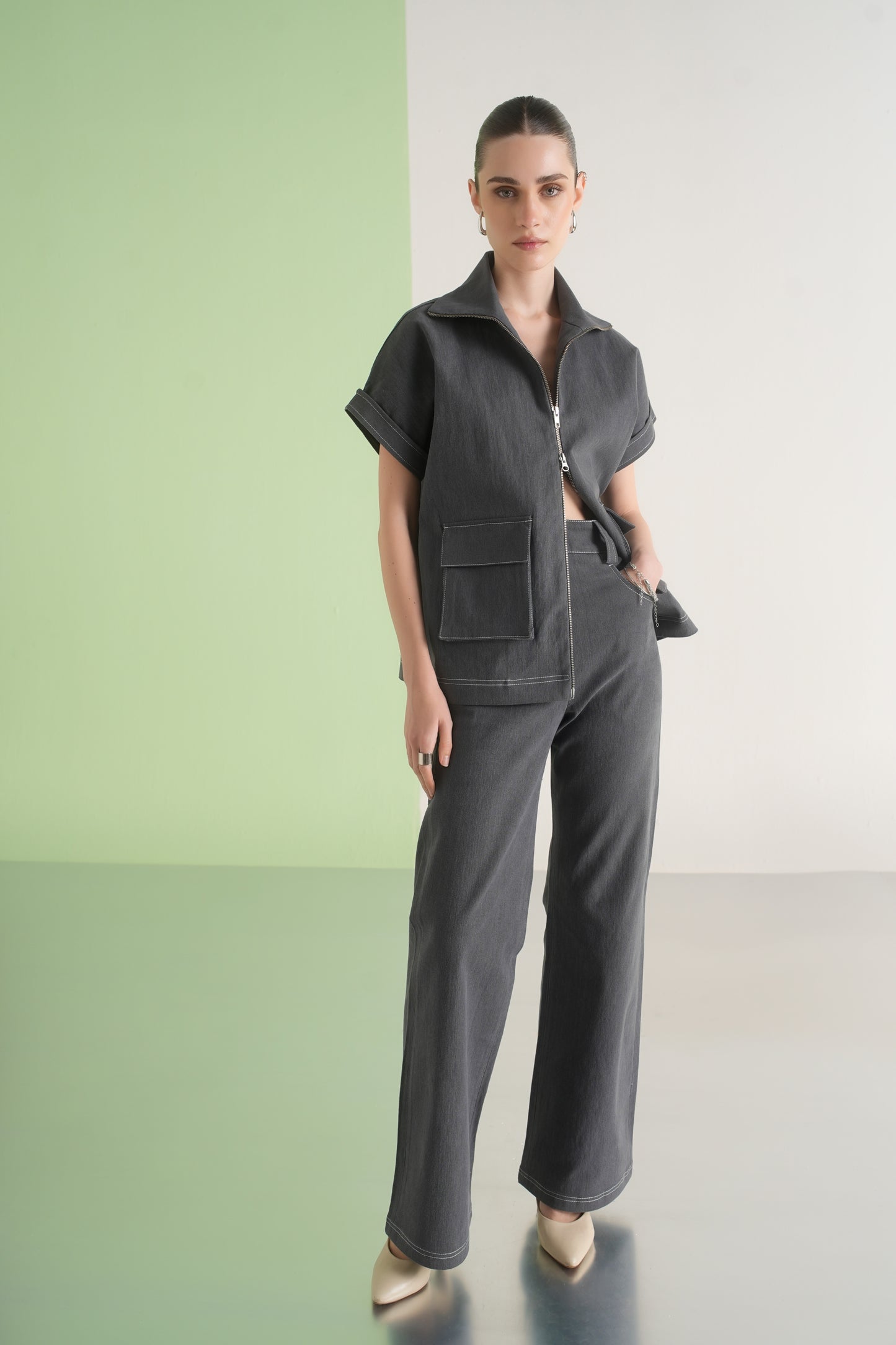 Charcoal Flared Pants