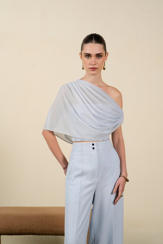 Powder Blue Drape top