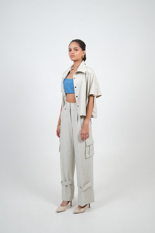 IVORY MARBLE OVERSIZED OVERSHIRT