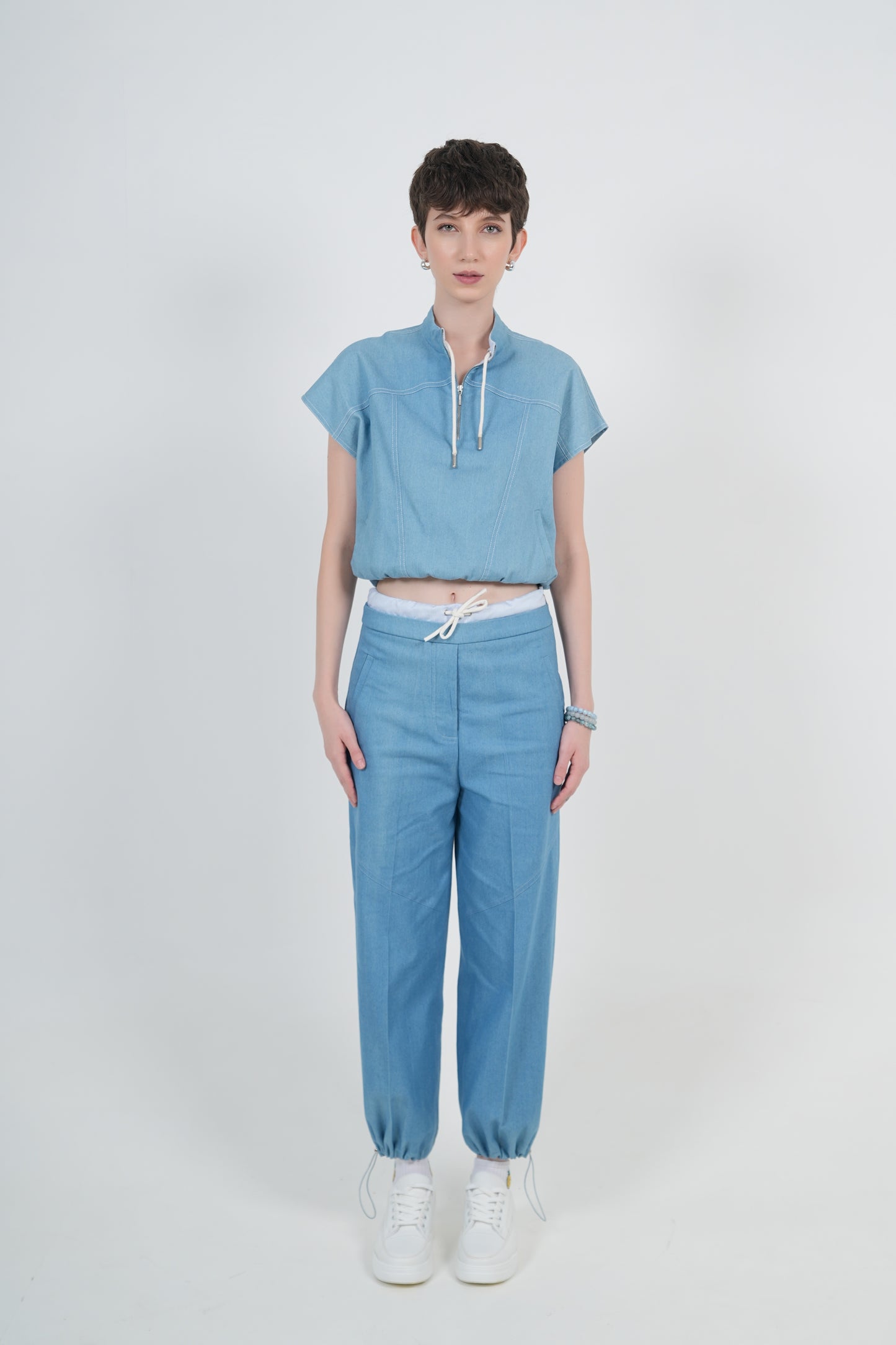 DENIM DUSK ZIPPER TOP