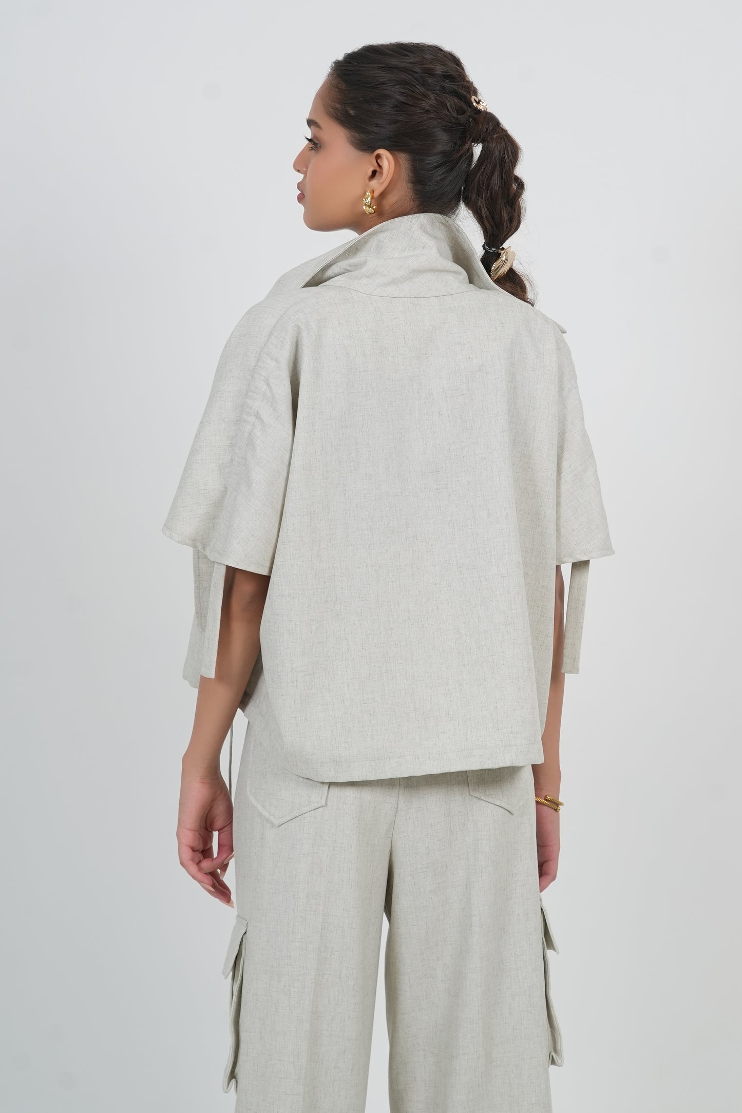 IVORY MARBLE FLARED JOGGERS