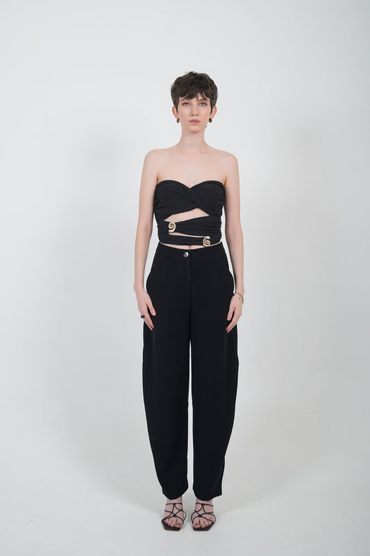 NOIR DRAPED TOP