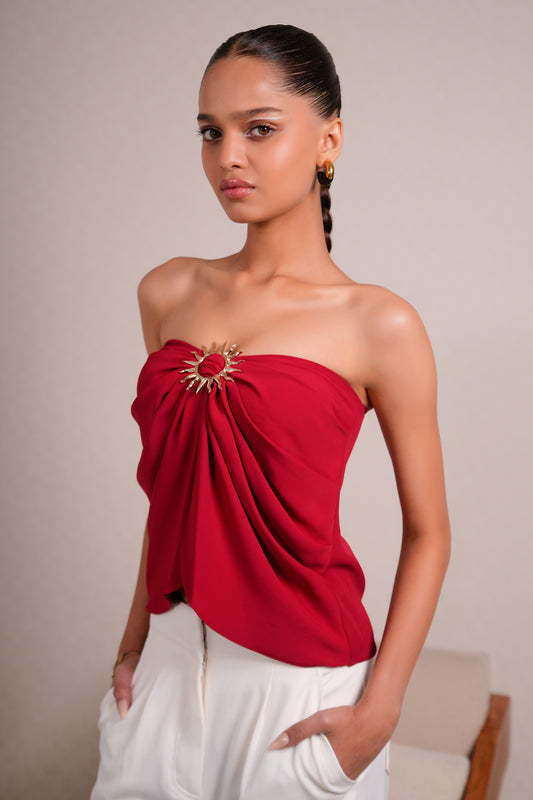 SCARLET DRAPE TOP