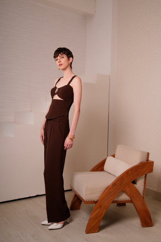 COCOA PLEATED PANTS