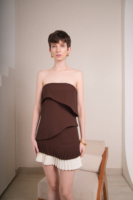 COCOA PLEATED SKIRT