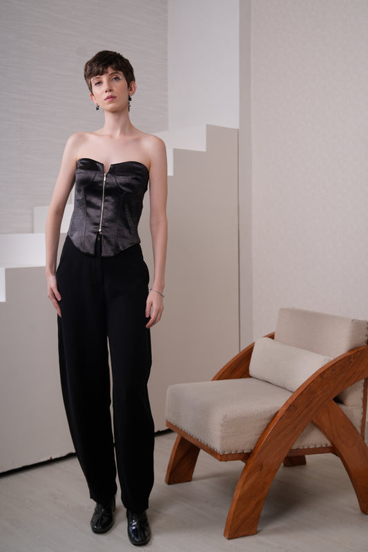 NOIR BARREL LEG PANTS