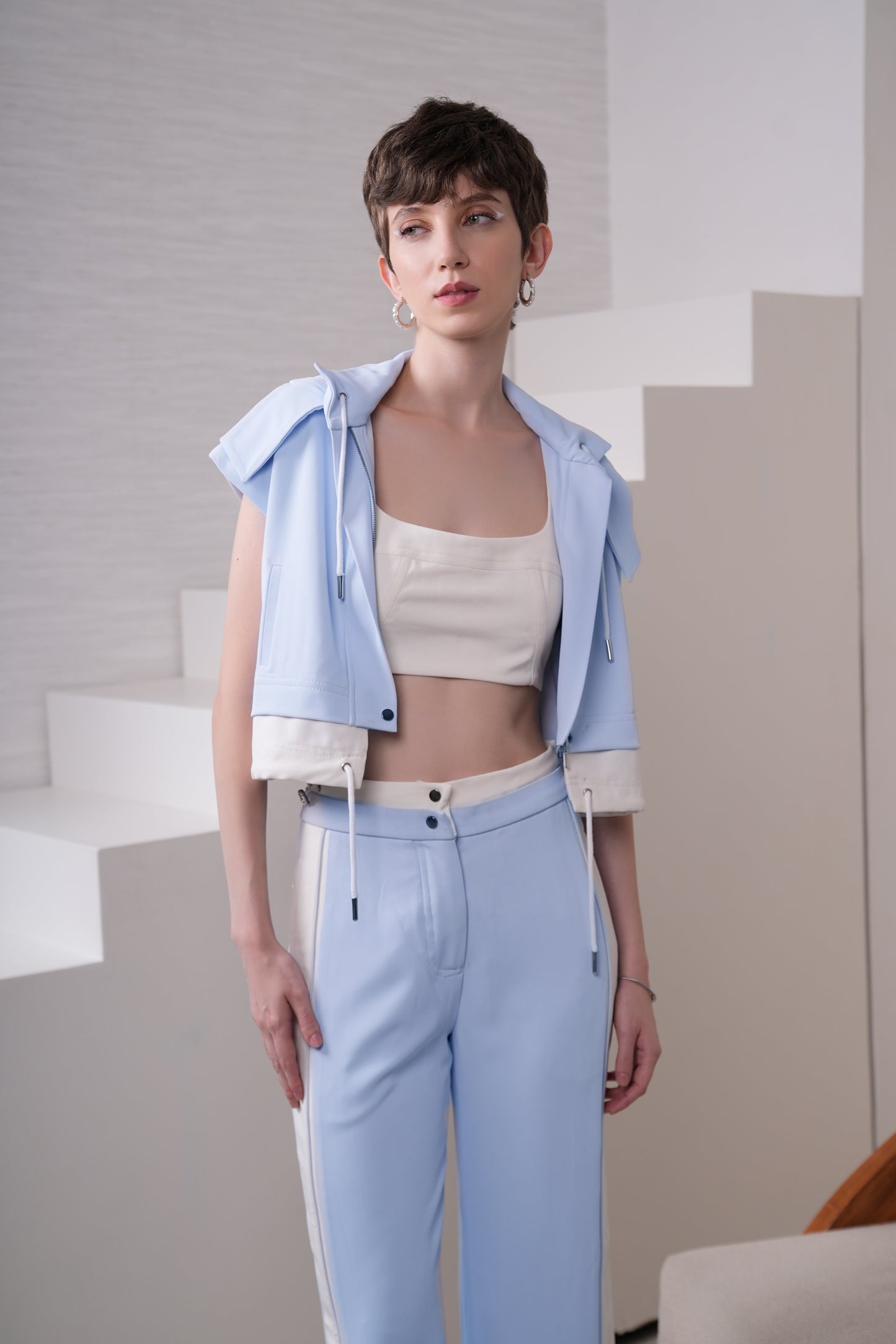 Mist Crop Overshirt with Pants